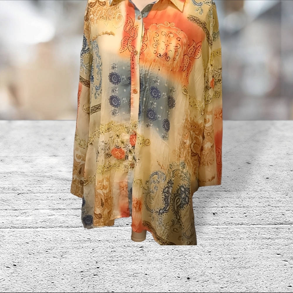 Ios Gorgeous Button Down Tunic Size M - image 5